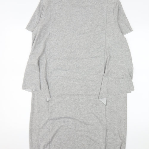 COS Women Grey Knee Length T-Shirt Dress Size 14 Short Sleeve Stretch