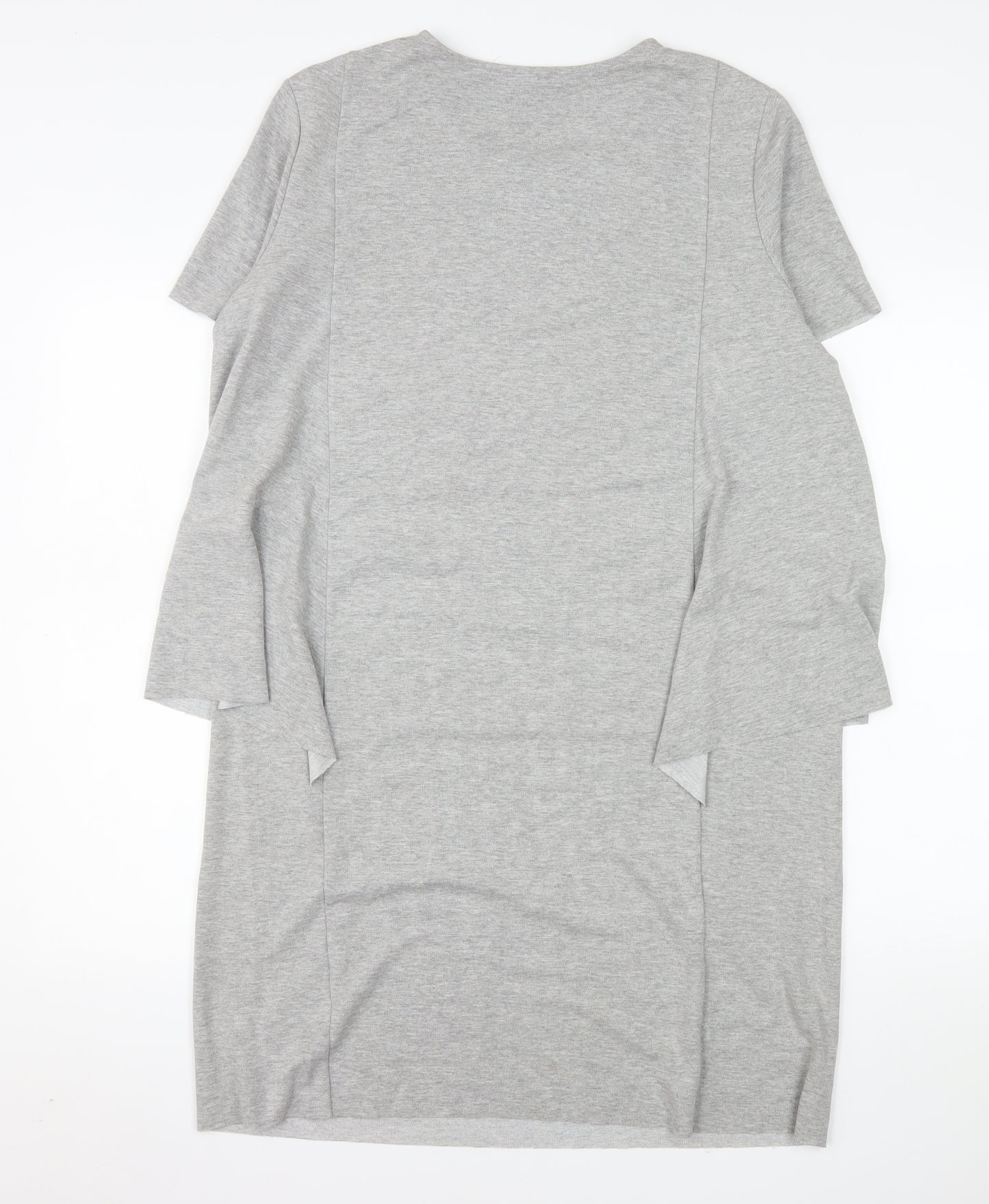 COS Women Grey Knee Length T-Shirt Dress Size 14 Short Sleeve Stretch