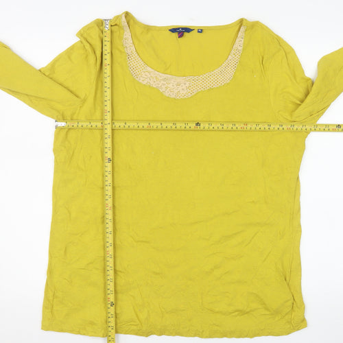 Tom Tailor Womens Yellow Lace Neck Cotton Long Sleeve Top XL