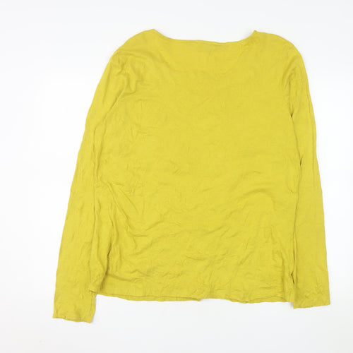 Tom Tailor Womens Yellow Lace Neck Cotton Long Sleeve Top XL