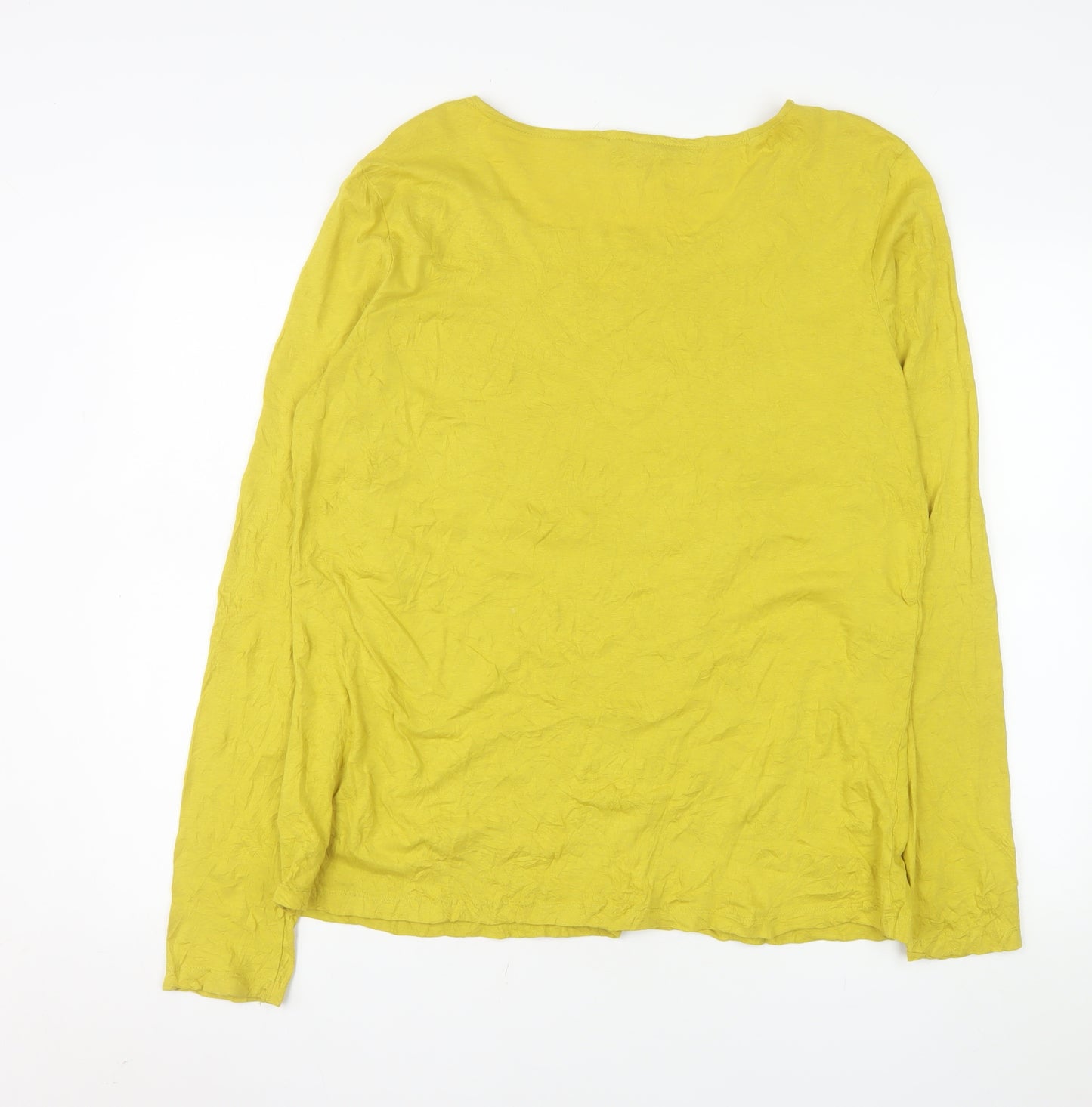 Tom Tailor Womens Yellow Lace Neck Cotton Long Sleeve Top XL