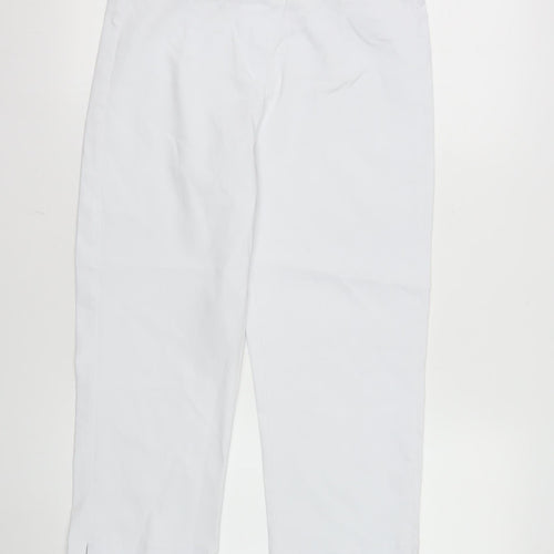 Gerard Womens White Cropped Rayon Blend Elastic Waist Trousers Size 10