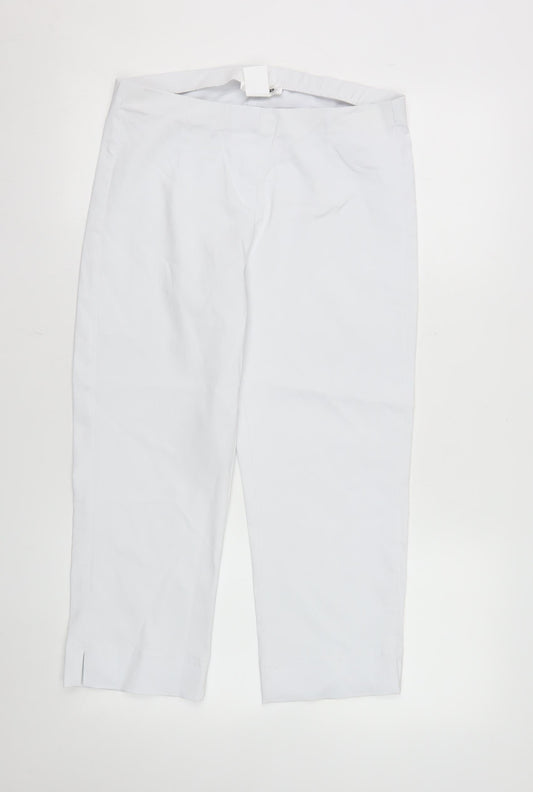 Gerard Womens White Cropped Rayon Blend Elastic Waist Trousers Size 10