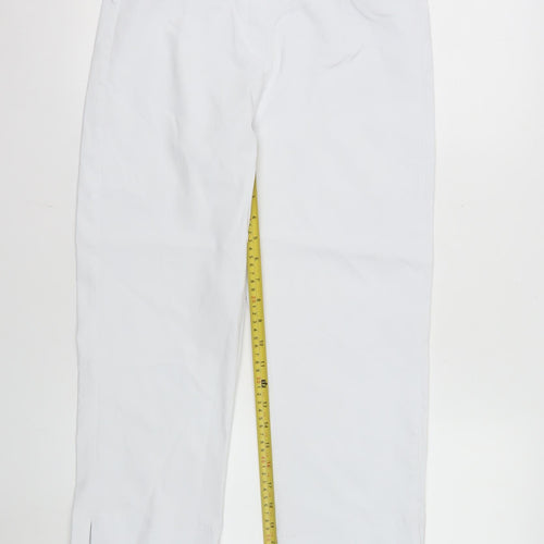 Gerard Womens White Cropped Rayon Blend Elastic Waist Trousers Size 10