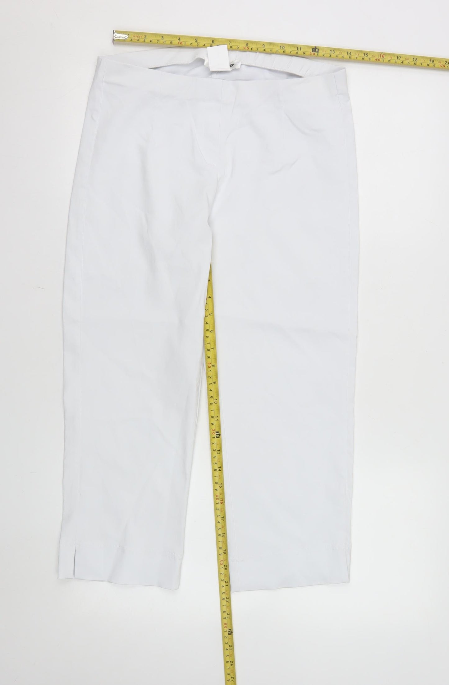 Gerard Womens White Cropped Rayon Blend Elastic Waist Trousers Size 10