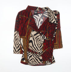 Voulez Vous Womens Multicoloured Animal Print Wrap Blouse Size 16 Polyester Blend