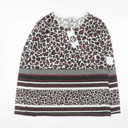 Voulez Vous Women's Multicoloured Animal Print Long Sleeve Top Size 18
