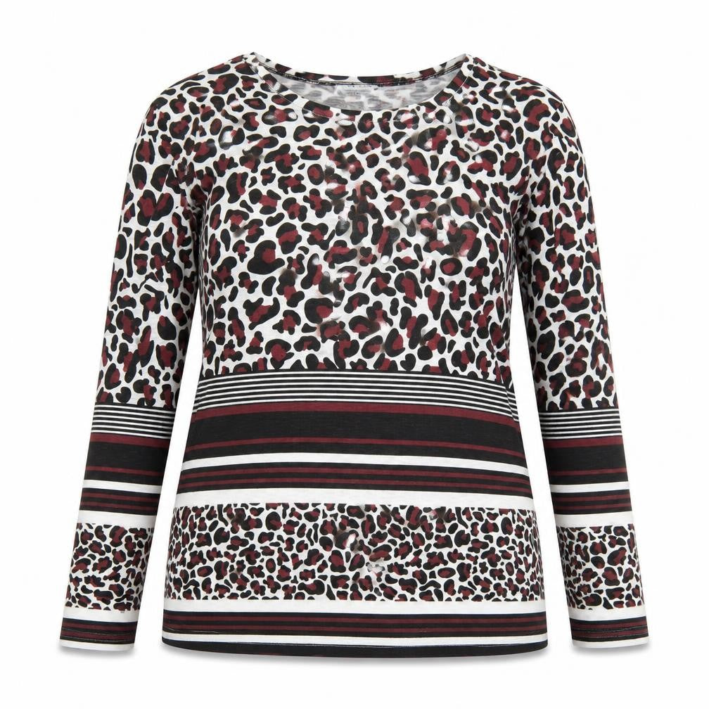 Front view of Voulez Vous Women's Multicoloured Animal Print Long Sleeve Top, size 18
