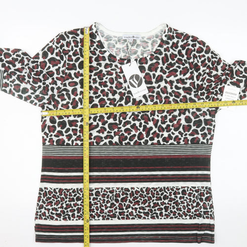 Voulez Vous Women's Multicoloured Animal Print Long Sleeve Top Size 18