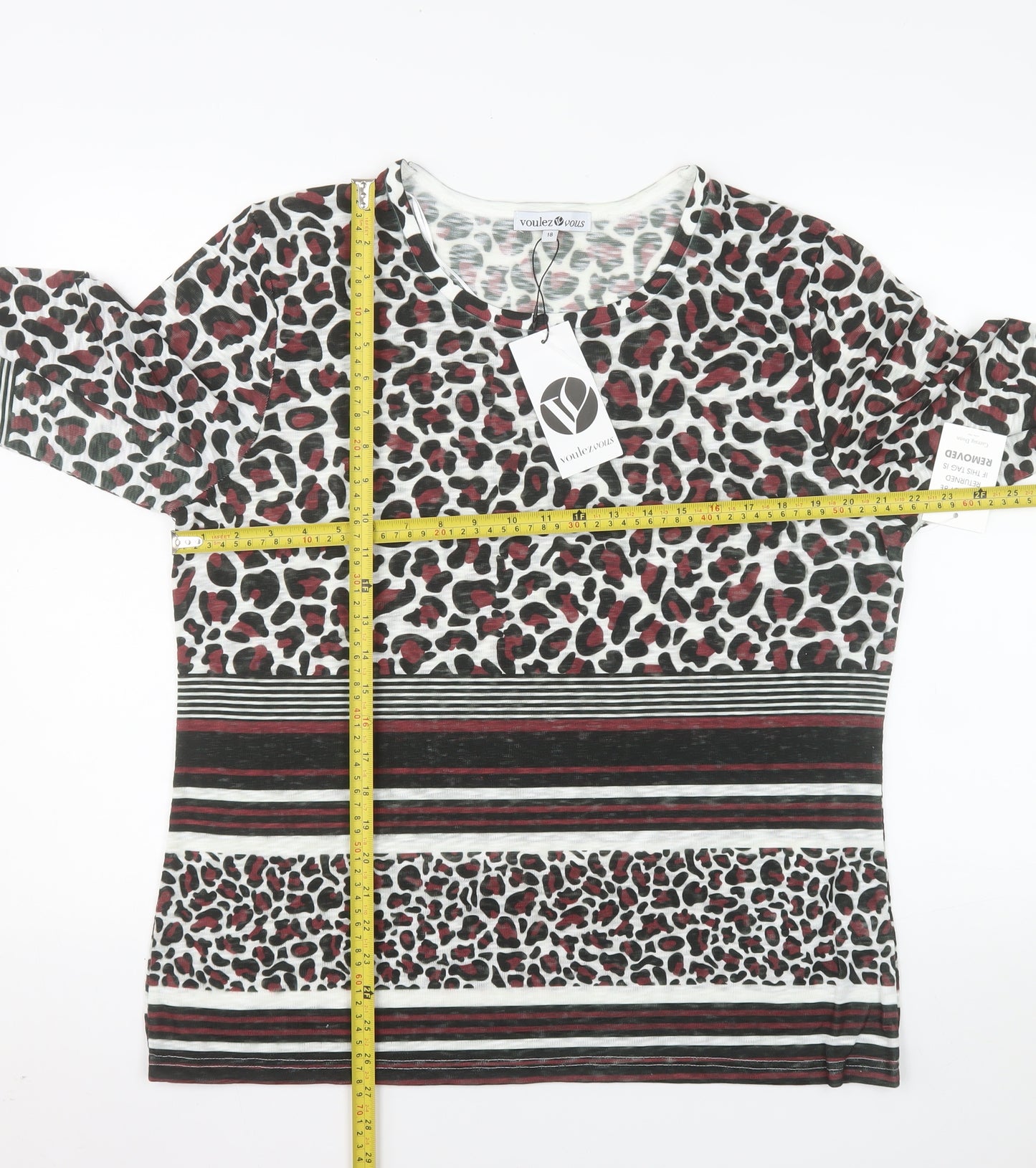 Voulez Vous Women's Multicoloured Animal Print Long Sleeve Top Size 18