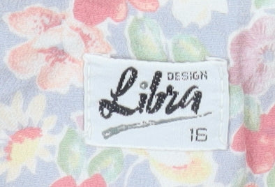 Libra Womens Multicoloured Floral Short Sleeve V-Neck Blouse Size 16