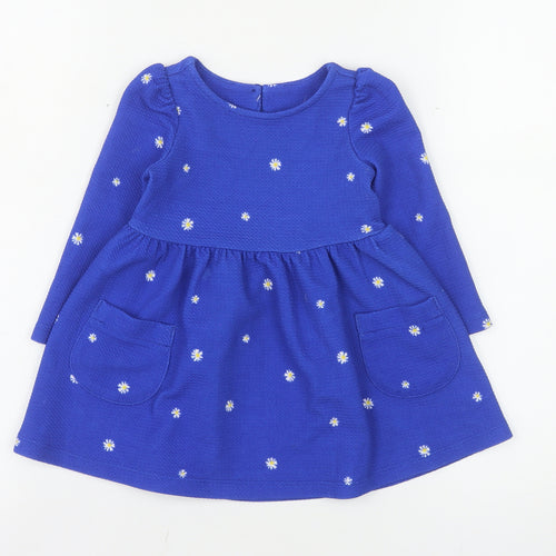 St. Bernard for Dunnes Stores Blue Floral Long Sleeve Baby Dress 6-9 Months