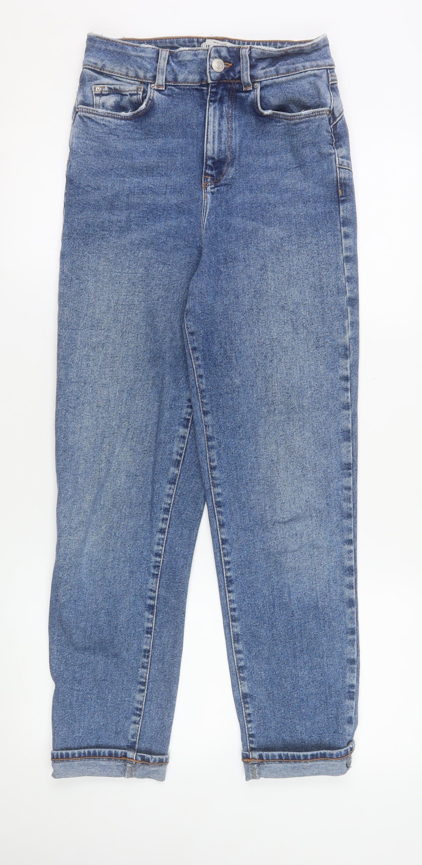 New Look Women Blue High Rise Mom Jeans Size 8 Regular Fit Denim