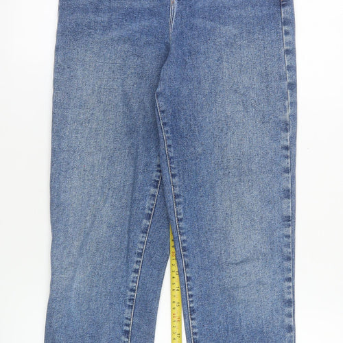 New Look Women Blue High Rise Mom Jeans Size 8 Regular Fit Denim
