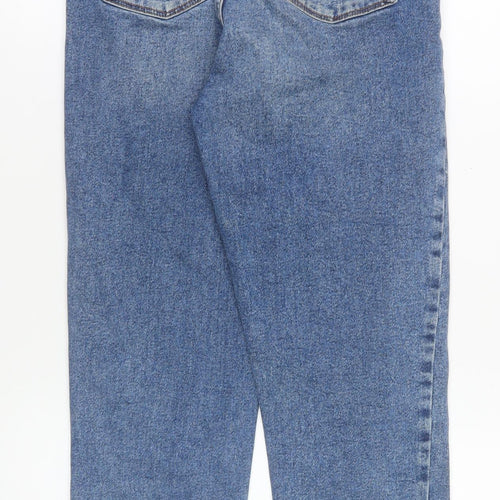 New Look Women Blue High Rise Mom Jeans Size 8 Regular Fit Denim