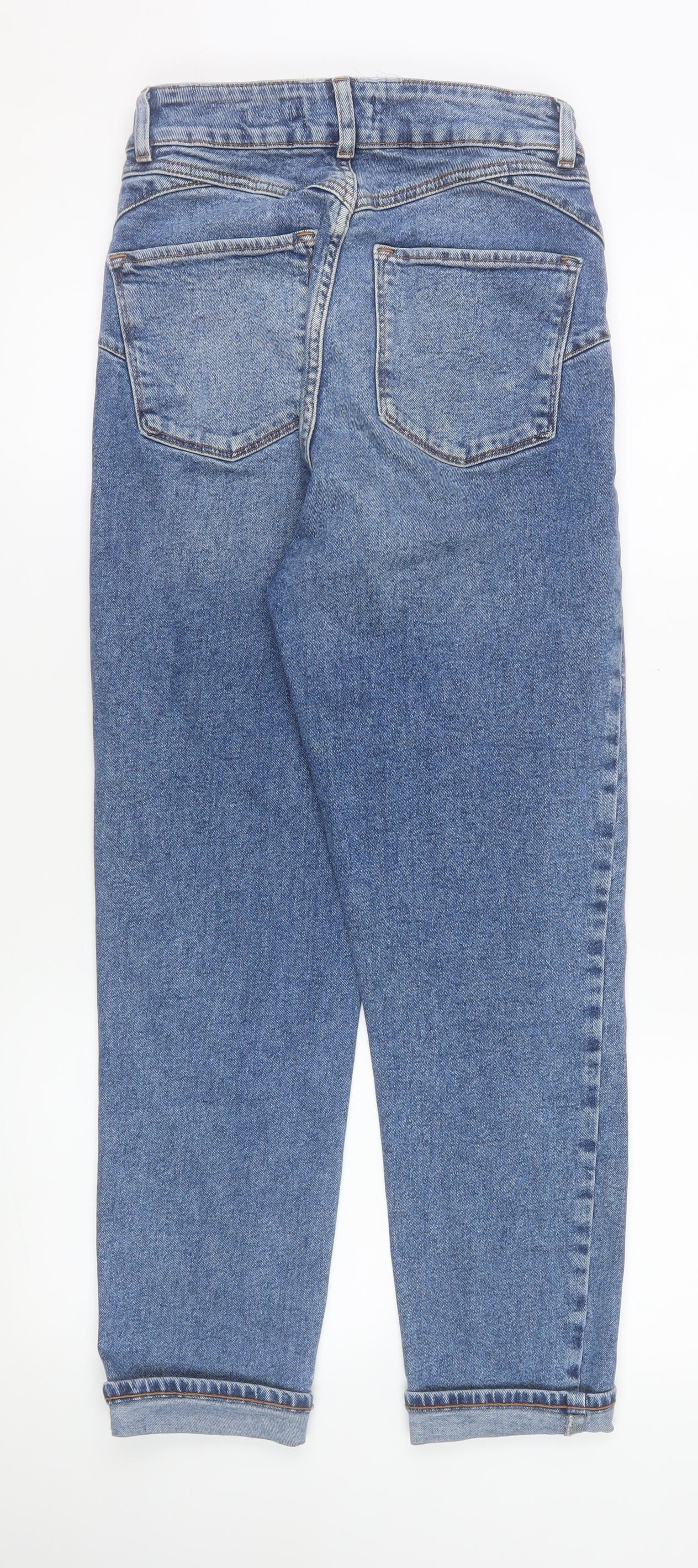 New Look Women Blue High Rise Mom Jeans Size 8 Regular Fit Denim