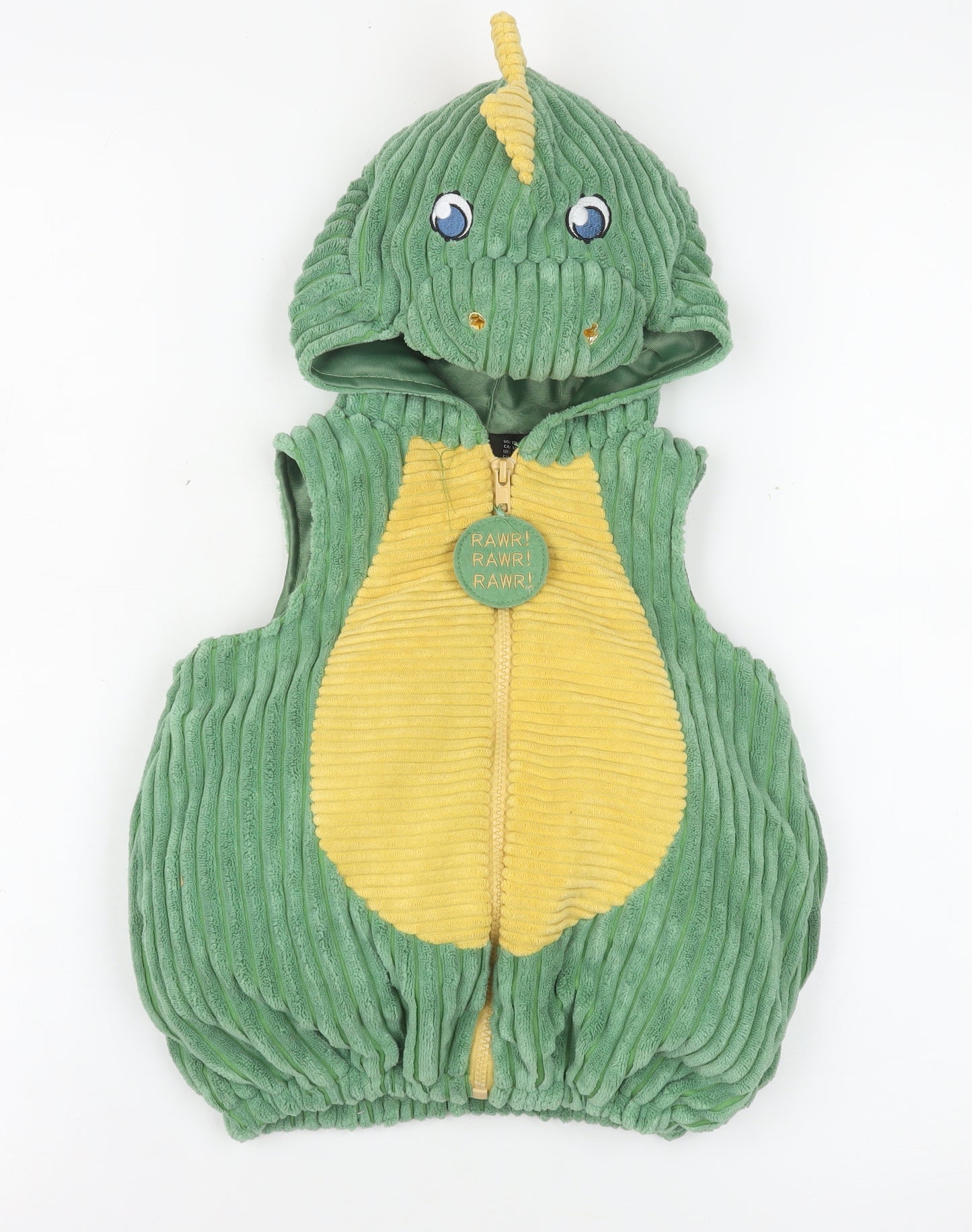 Going Wild Unisex Baby Green Dinosaur Hooded Waistcoat 9-12 Months Polyester Lined