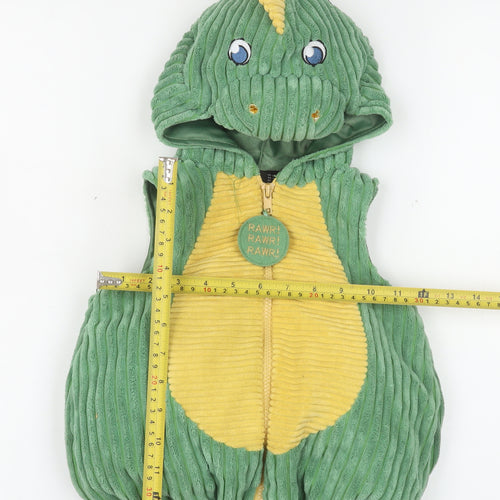 Going Wild Unisex Baby Green Dinosaur Hooded Waistcoat 9-12 Months Polyester Lined