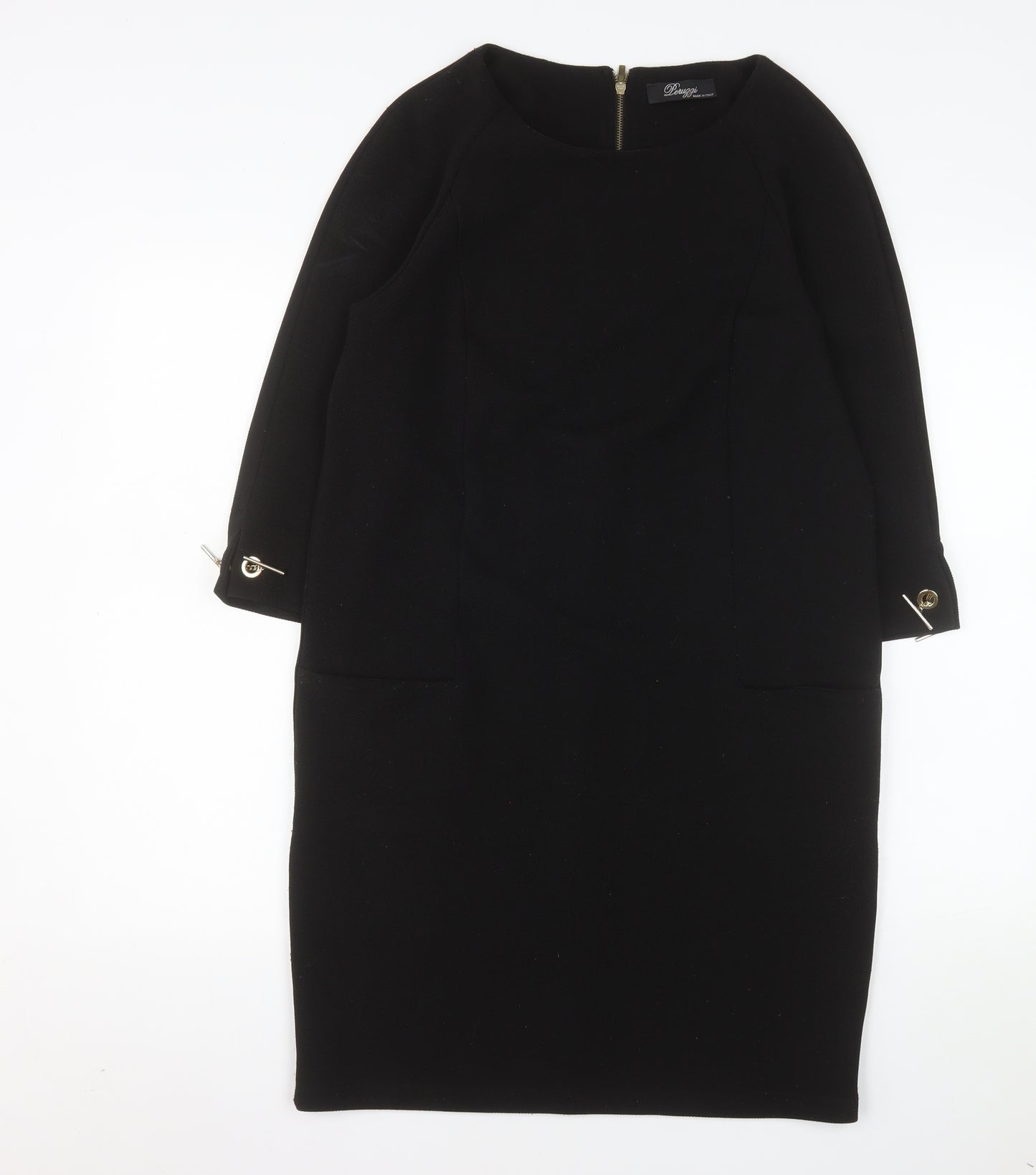 Peruzzi Women's Black Knee Length Sheath Dress Size 10