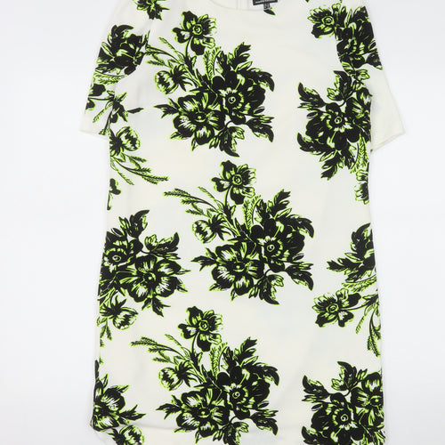 Warehouse Women’s White Floral Shift Dress Size 12 Knee Length
