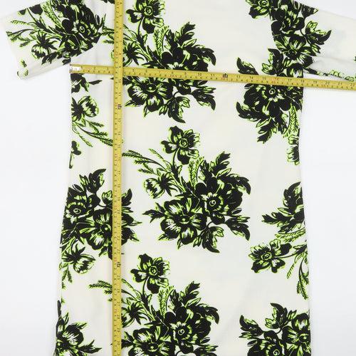 Warehouse Women’s White Floral Shift Dress Size 12 Knee Length