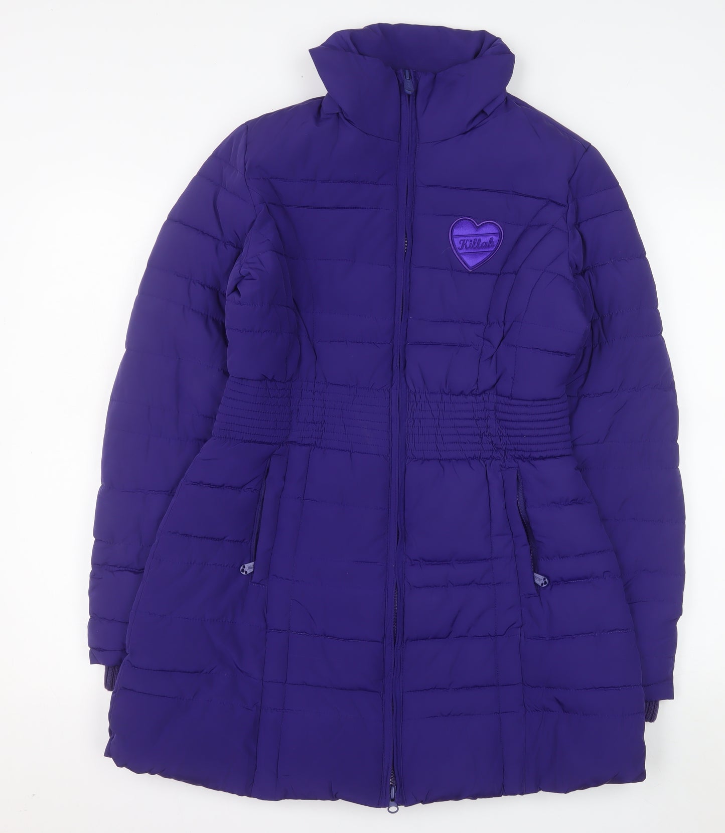 Killah Women's Purple Long Puffer Coat Size S Elastic Waist Jacket