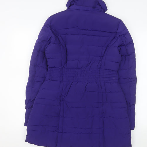 Killah Women's Purple Long Puffer Coat Size S Elastic Waist Jacket