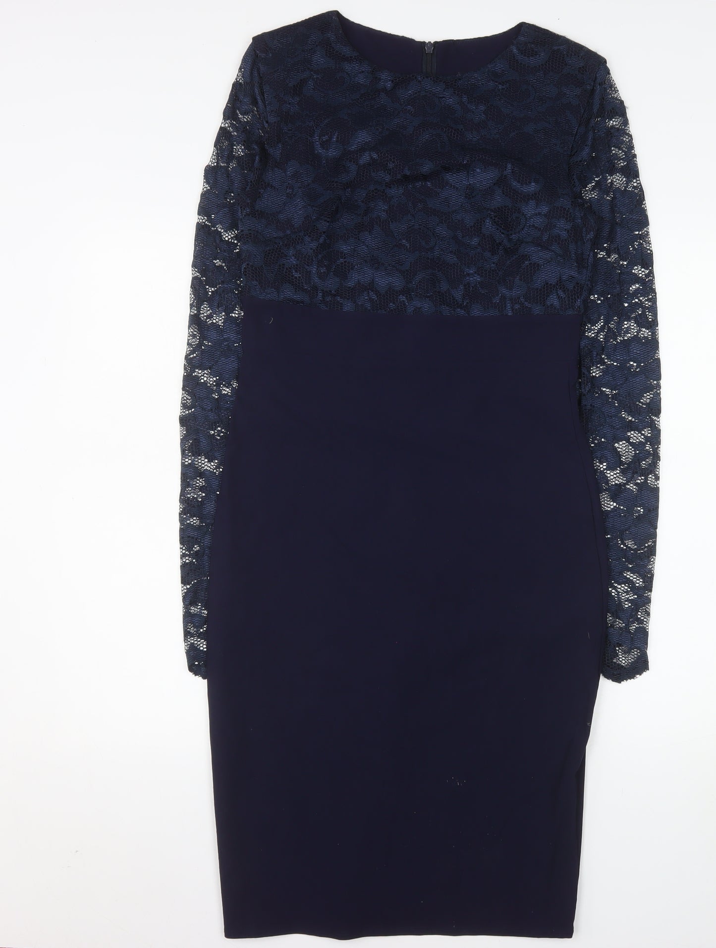 Goddess London Women Blue Lace Long Sleeve Sheath Dress Size 12