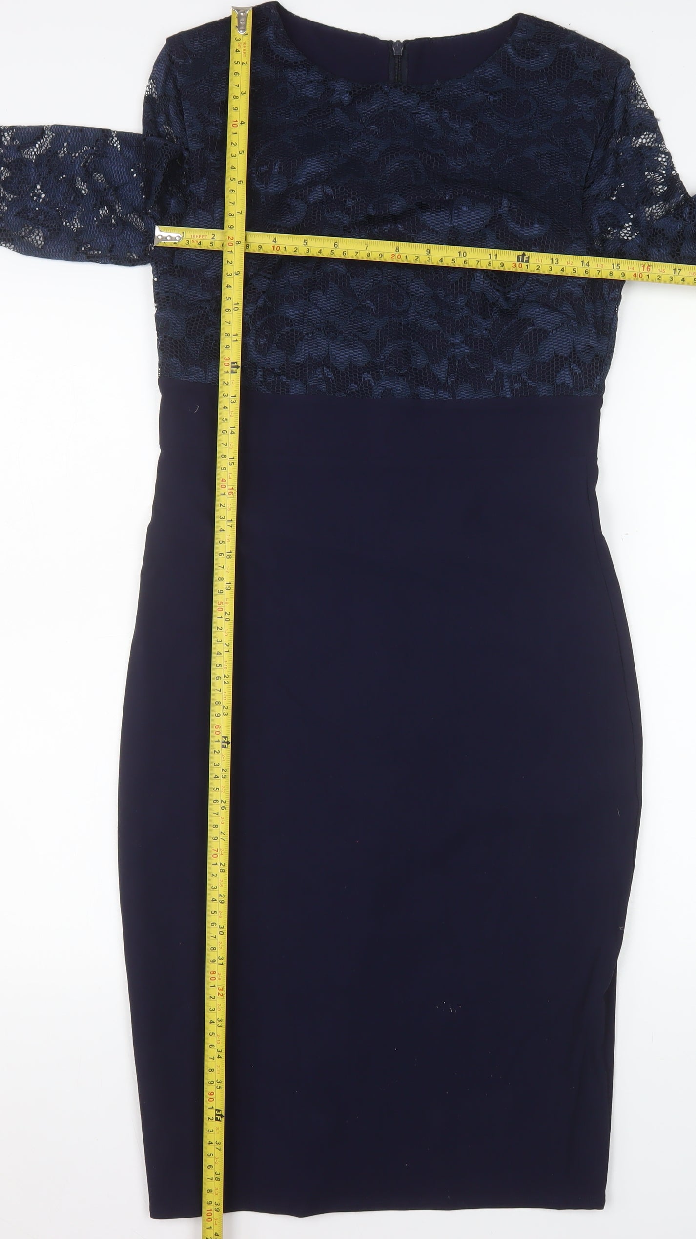 Goddess London Women Blue Lace Long Sleeve Sheath Dress Size 12