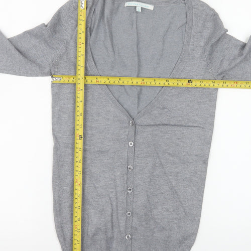 Bershka Women Grey V-Neck Button Knit Cardigan Size S