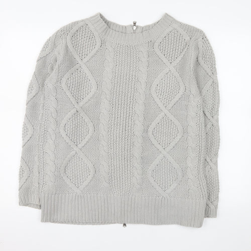 Carolyn Donnelly The Edit Women Grey Small Cable-Knit Full Zip Jumper