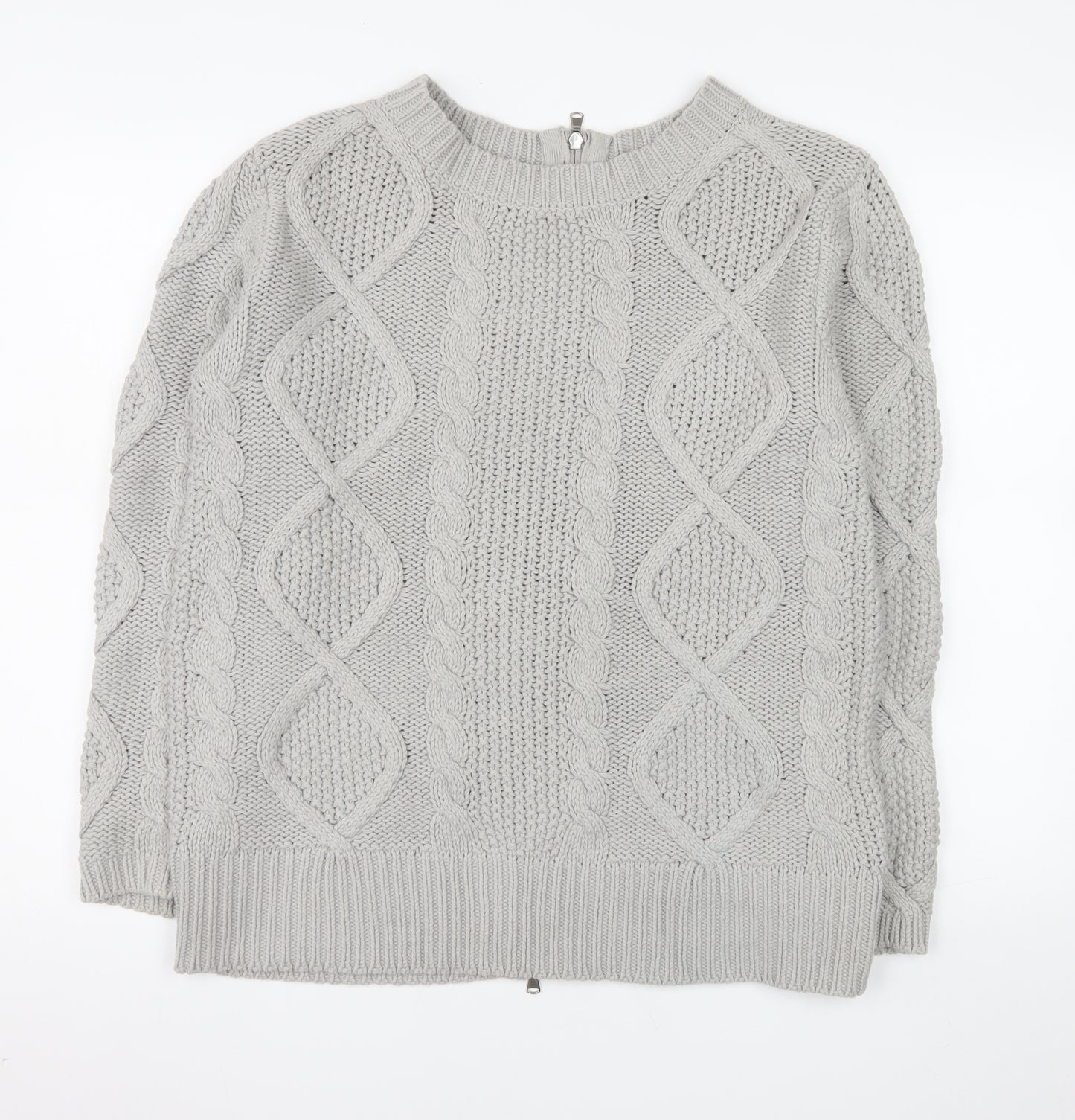 Carolyn Donnelly The Edit Women Grey Small Cable-Knit Full Zip Jumper