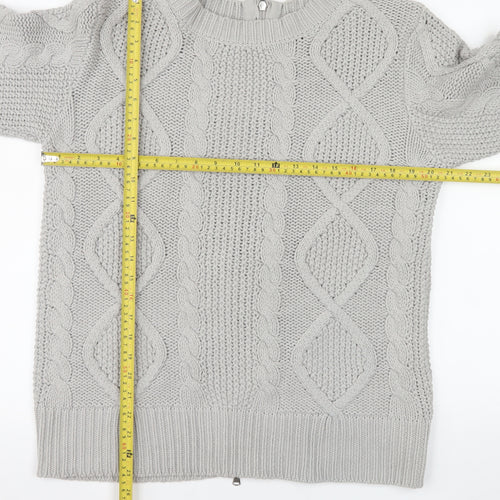 Carolyn Donnelly The Edit Women Grey Small Cable-Knit Full Zip Jumper