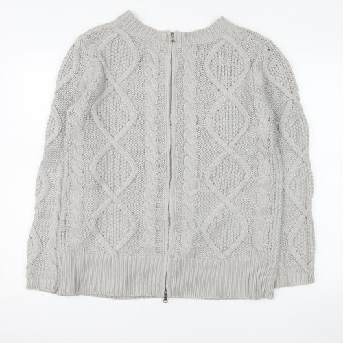 Carolyn Donnelly The Edit Women Grey Small Cable-Knit Full Zip Jumper