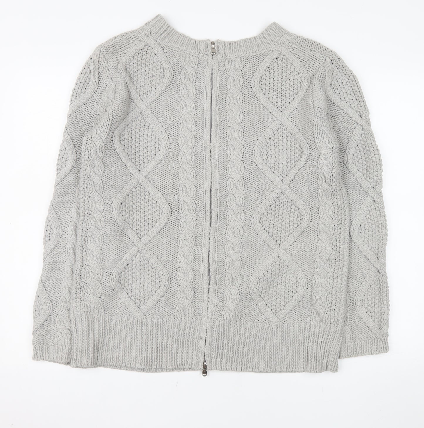 Carolyn Donnelly The Edit Women Grey Small Cable-Knit Full Zip Jumper