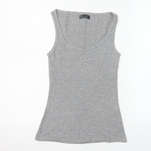 ONLY Women’s Grey Basic Ribbed Cotton Tank Top Size S