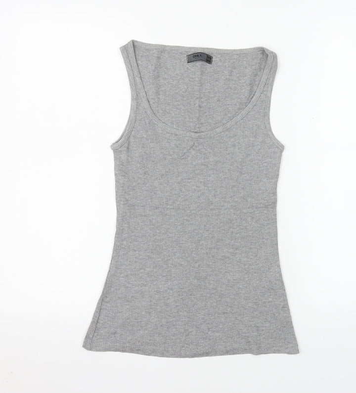 ONLY Women’s Grey Basic Ribbed Cotton Tank Top Size S