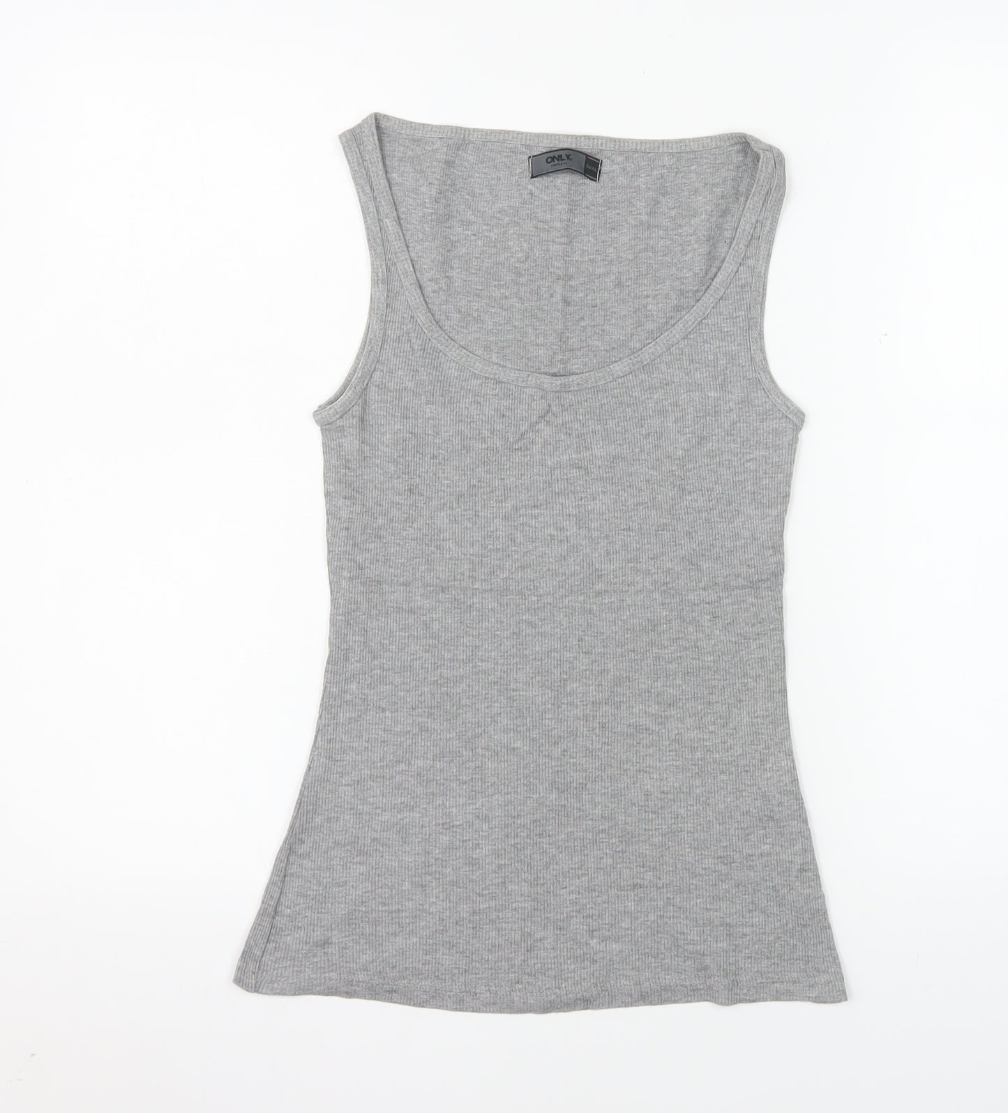 ONLY Women’s Grey Basic Ribbed Cotton Tank Top Size S