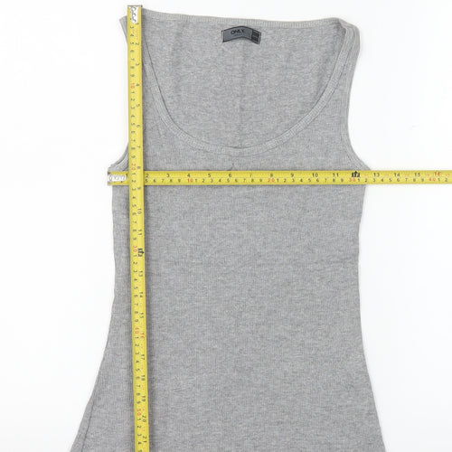 ONLY Women’s Grey Basic Ribbed Cotton Tank Top Size S