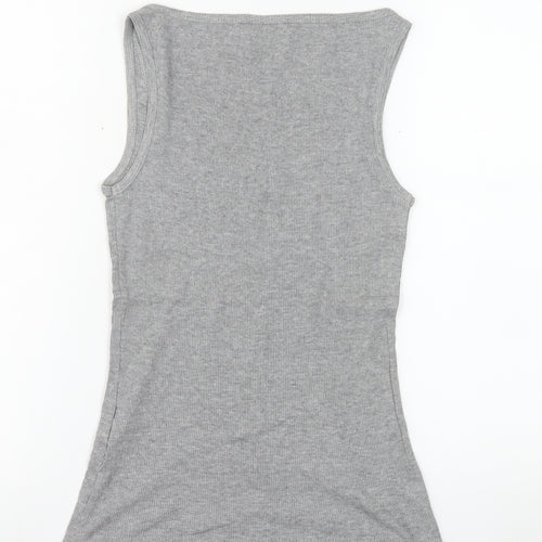 ONLY Women’s Grey Basic Ribbed Cotton Tank Top Size S