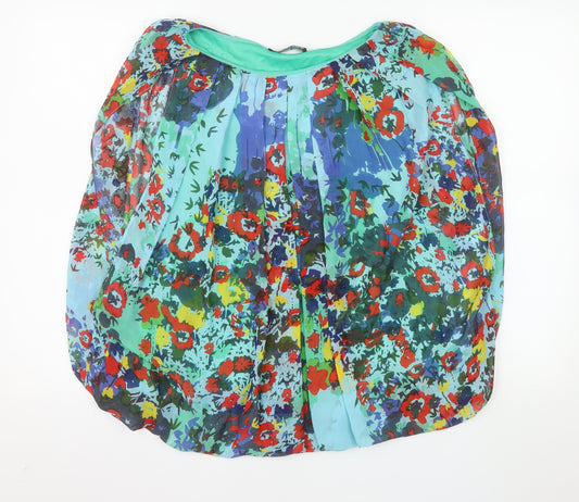 Madison Paige Womens Blue Multicoloured Floral Chiffon Blouse Size S