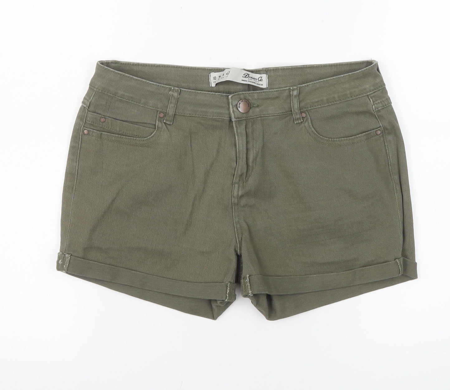 Denim Co. Women's Green Size 10 Chino Twill Stretch Shorts
