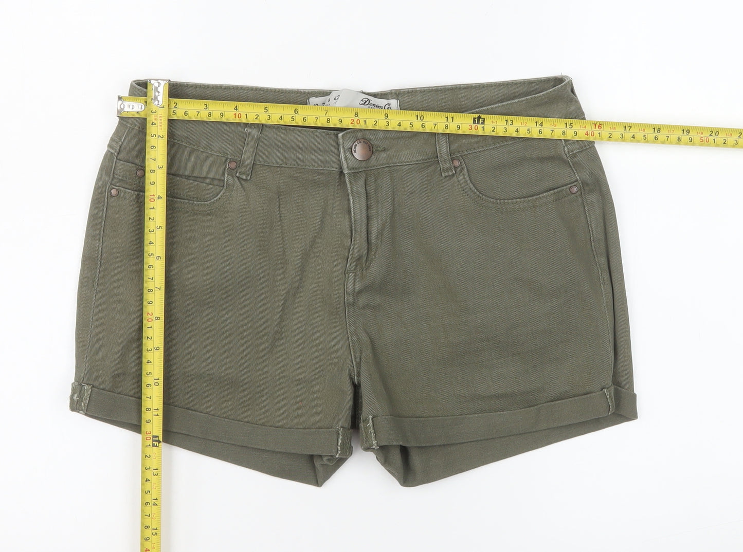 Denim Co. Women's Green Size 10 Chino Twill Stretch Shorts