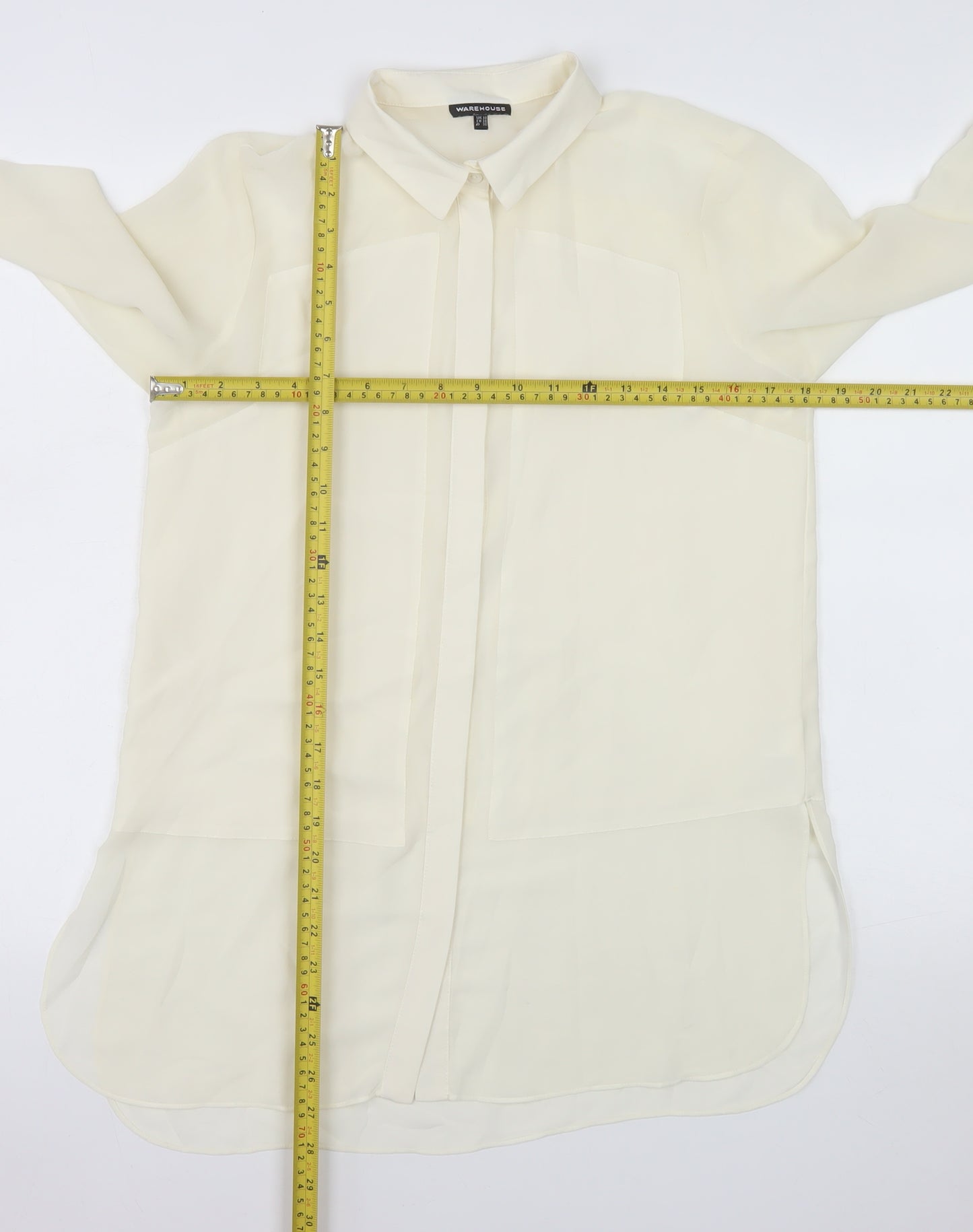 Warehouse Women’s Ivory Long Sleeve Tunic Blouse Size 10