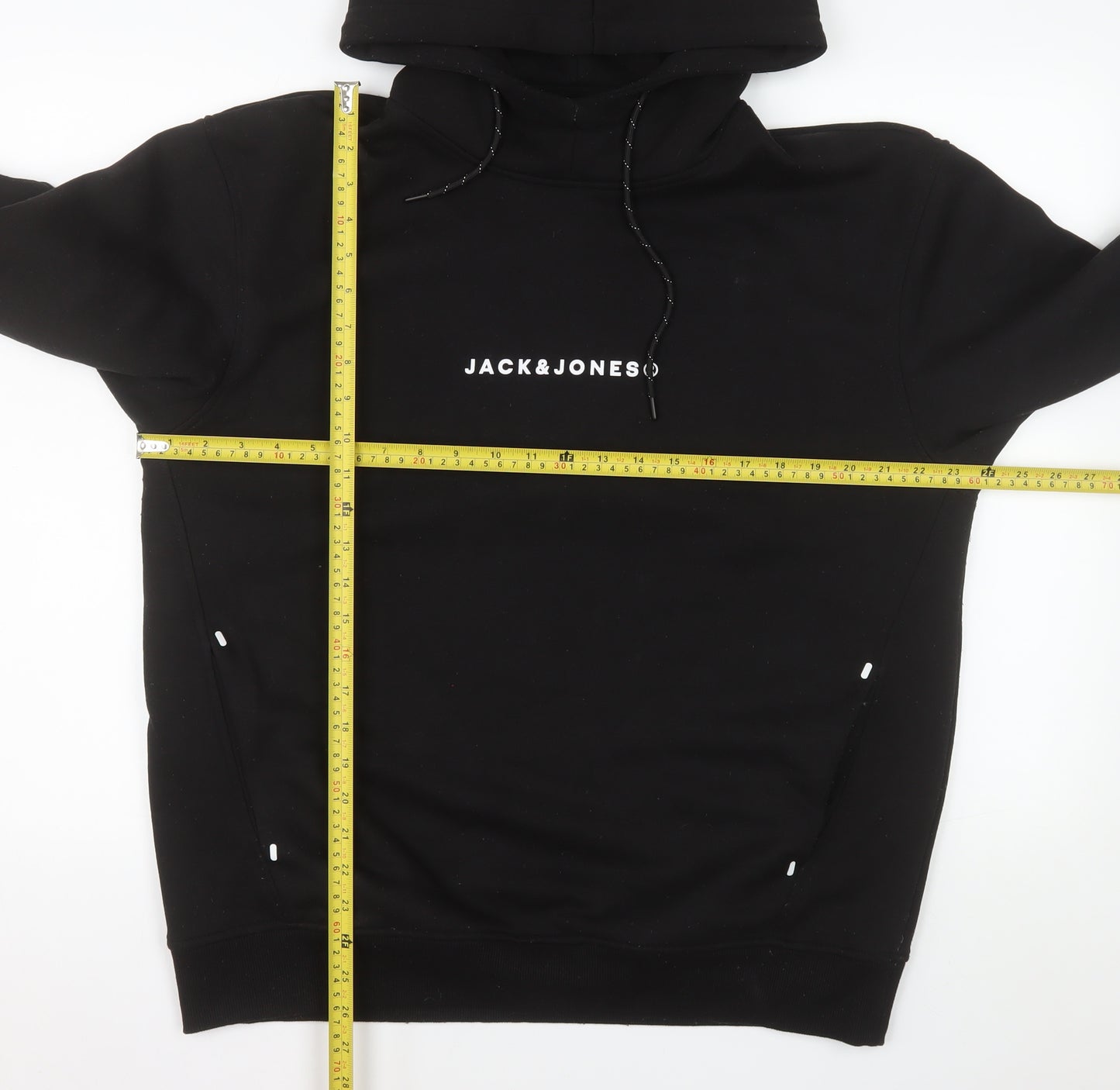Jack & Jones Men's Black XL Pullover Hoodie with Logo Print