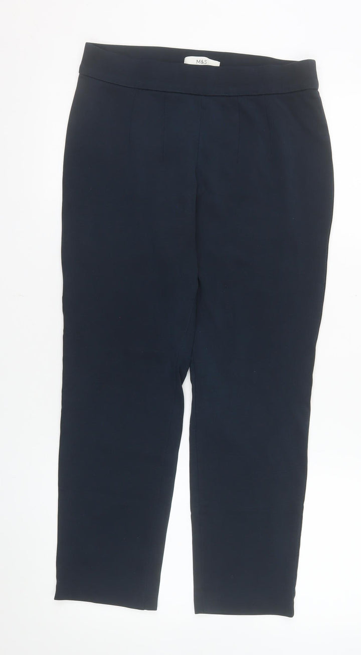 Marks and Spencer Women’s Blue Size 12 Slim Fit Stretch Trousers