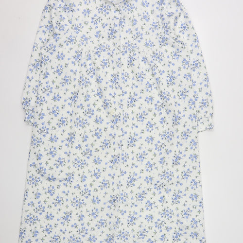 Marlon Womens White Blue Floral Quilted Coatigan Size 12
