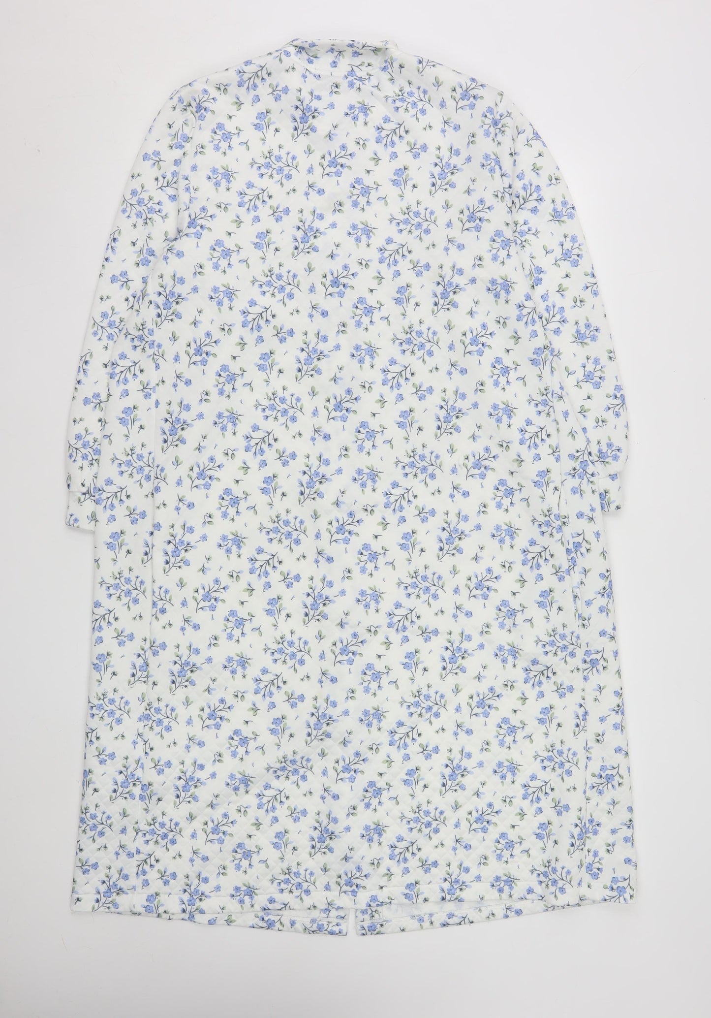 Marlon Womens White Blue Floral Quilted Coatigan Size 12