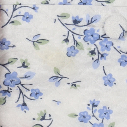 Marlon Womens White Blue Floral Quilted Coatigan Size 12