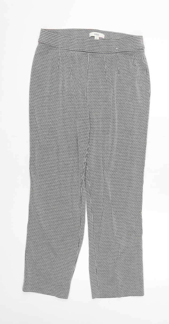 Marks and Spencer Womens Grey Houndstooth Cropped Trousers Size 12